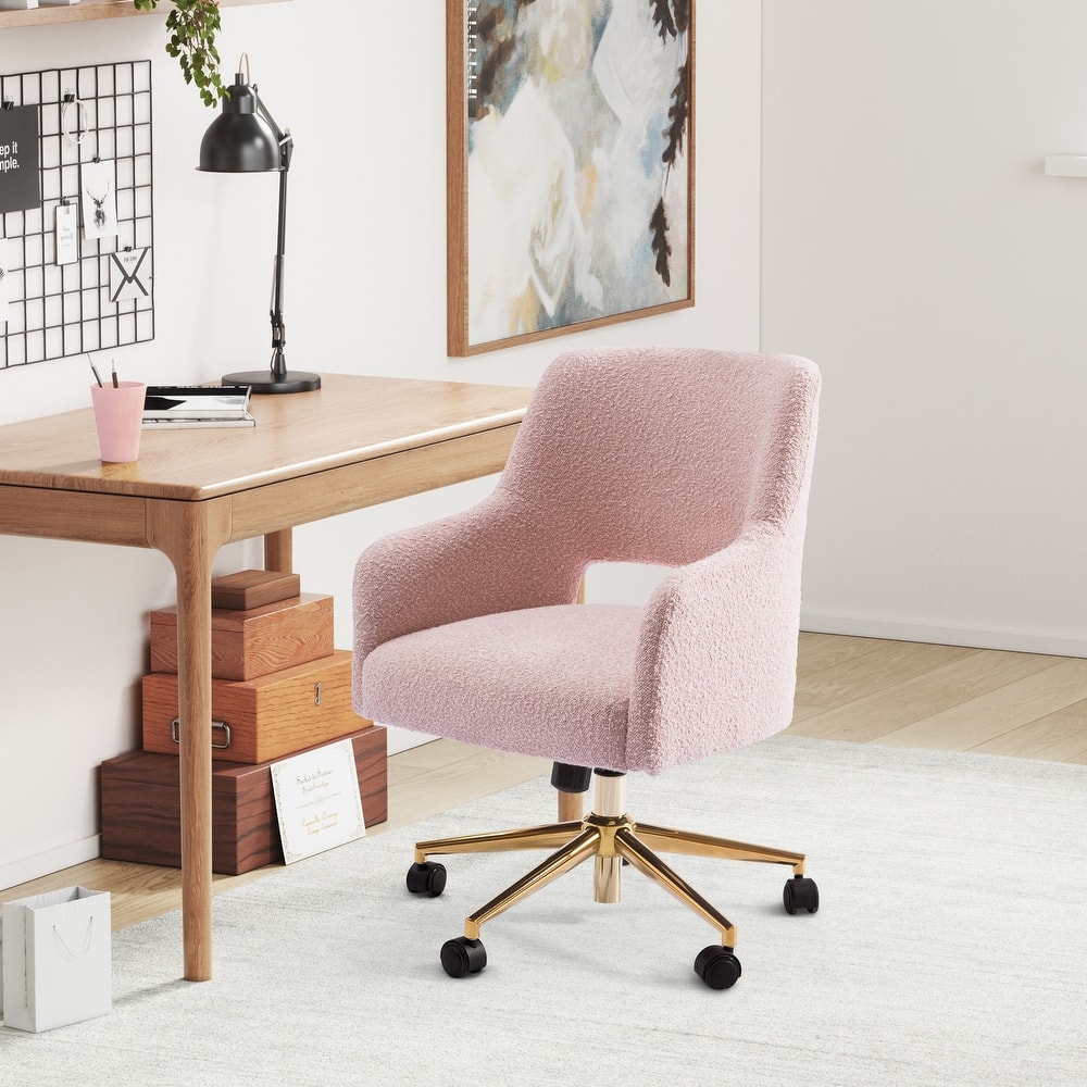 Boucle Upholstered Office/ Desk Chair - Swivel/ Adjustable Height