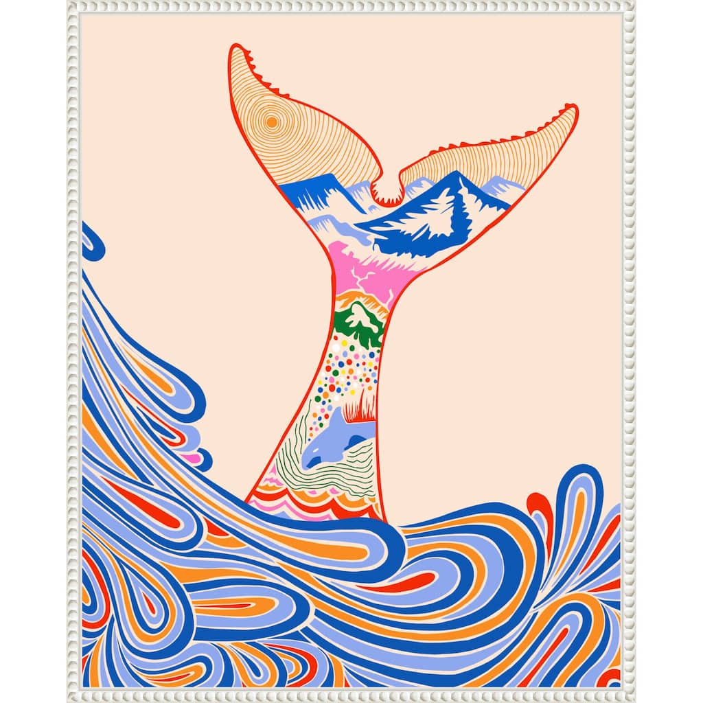 Feeling Blue Whale Tail by Kintsugi99 Framed Canvas Wall Art