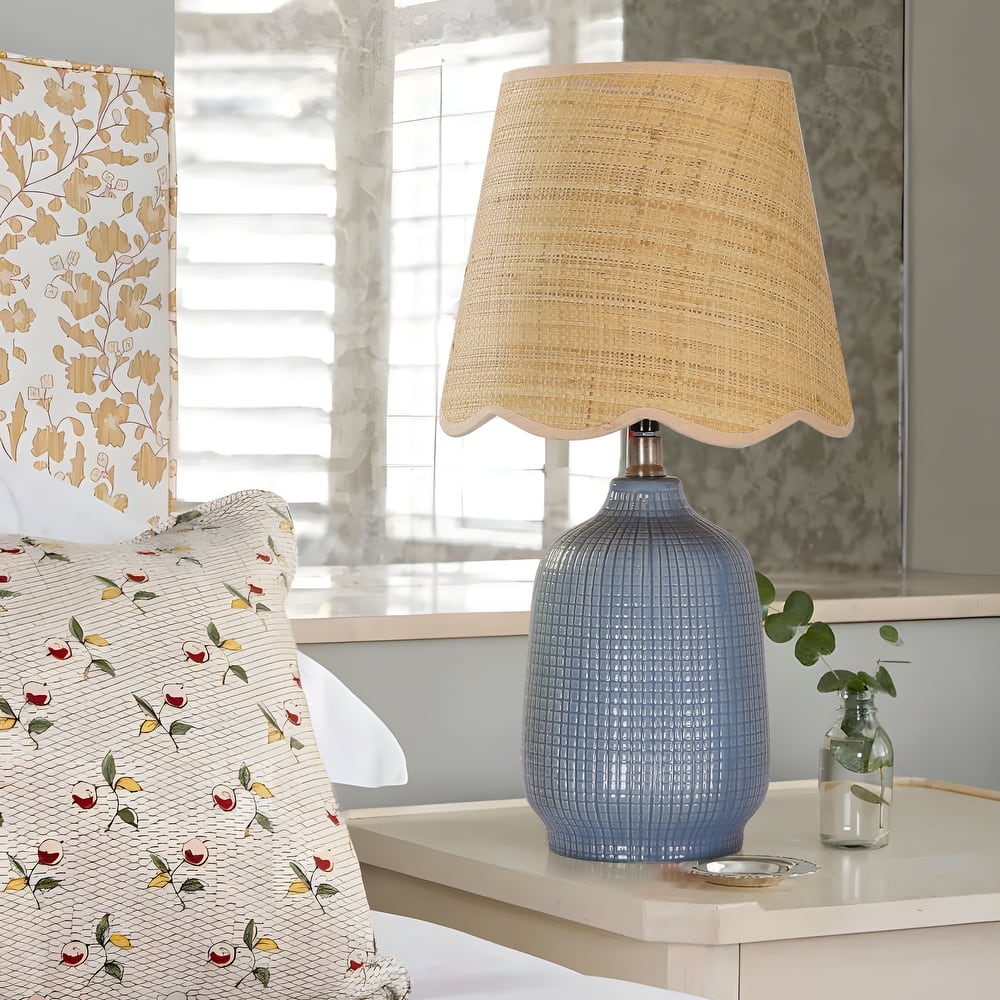 Traditional Ceramic Woven Table Lamp for Living Room