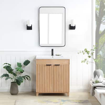 Palos Single Bath Vanity with Ceramic Basin Top and Mirror