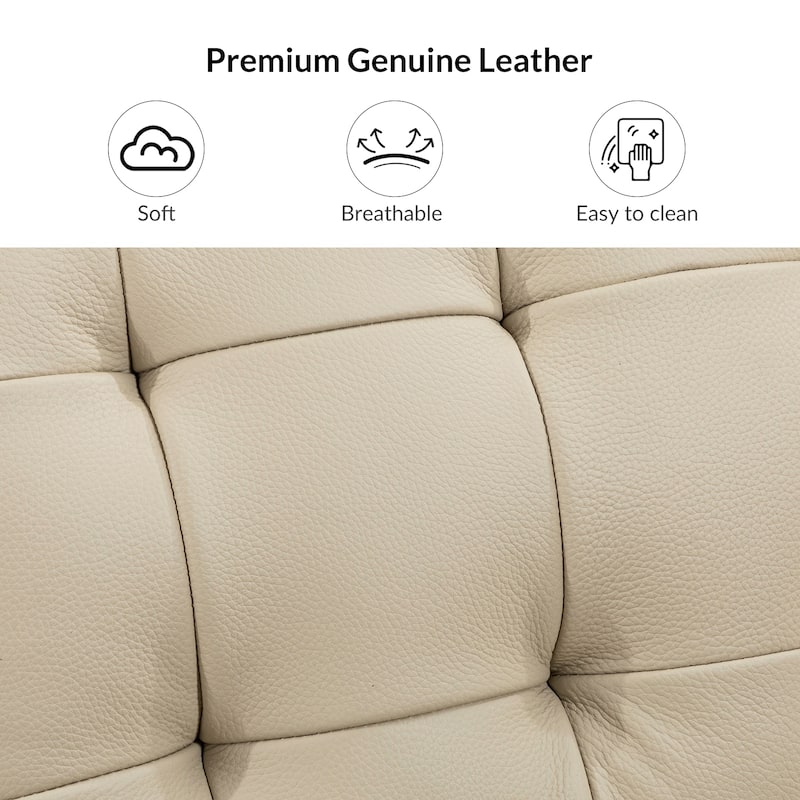 Aurora Genuine Leather Ottoman with Tufted Design by HULALA HOME