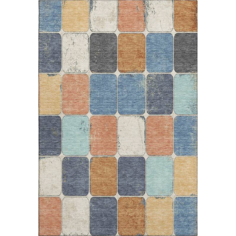 Premium Washable Super Soft Modern Blocks Mayfield Rug