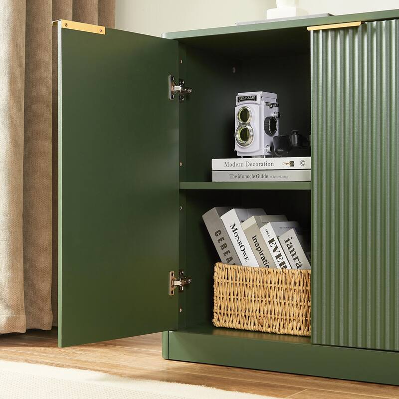 59" Modern Wavy 4 Doors Storage Cabinet With Storage Function