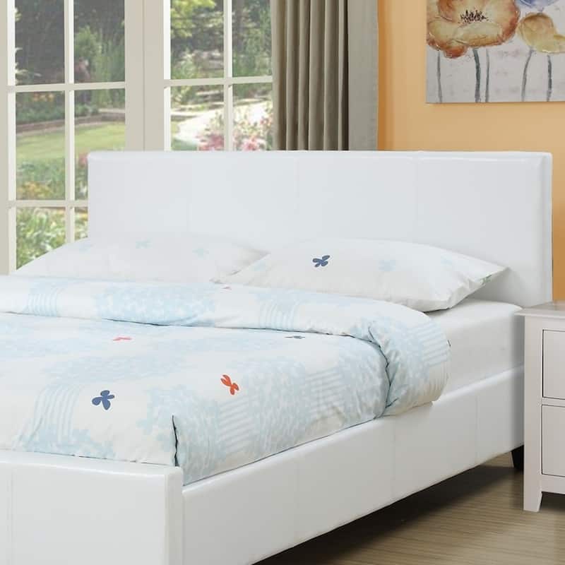 Queen Size White Faux Leather Upholstered Bed Frame with Wooden Legs