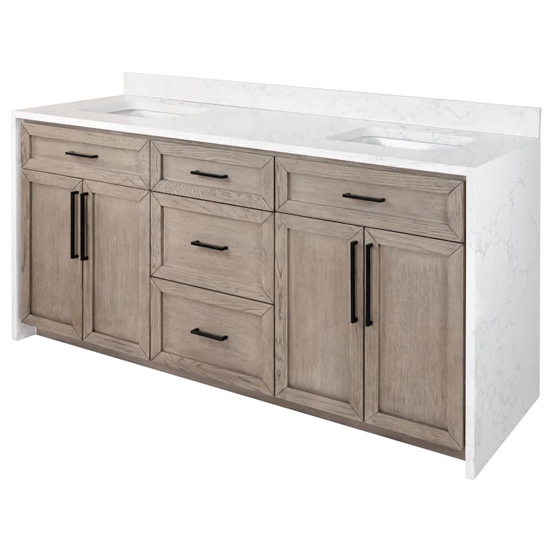 KitchenBathCollection Palisade 72" Double Waterfall Vanity with Engineered Marble Top