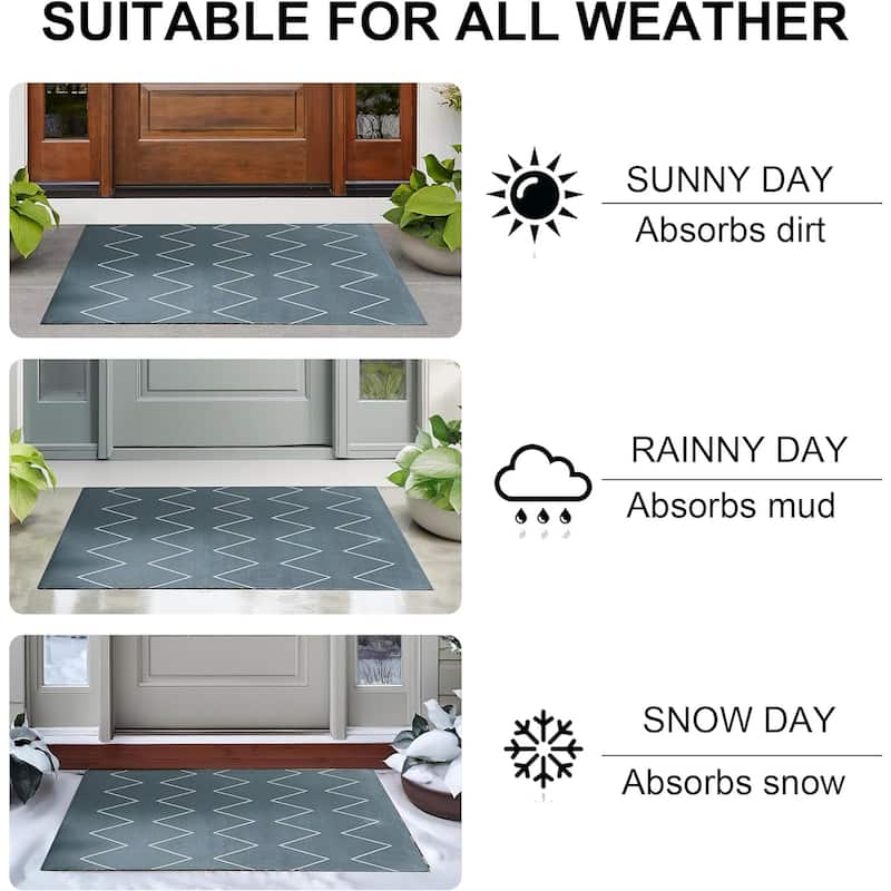 Indoor Door Mat, Front Back Outdoor Mat Rubber Backing, Low-Profile Entrance Rugs, Absorbent Resist Dirt Doormats Inside Doormat