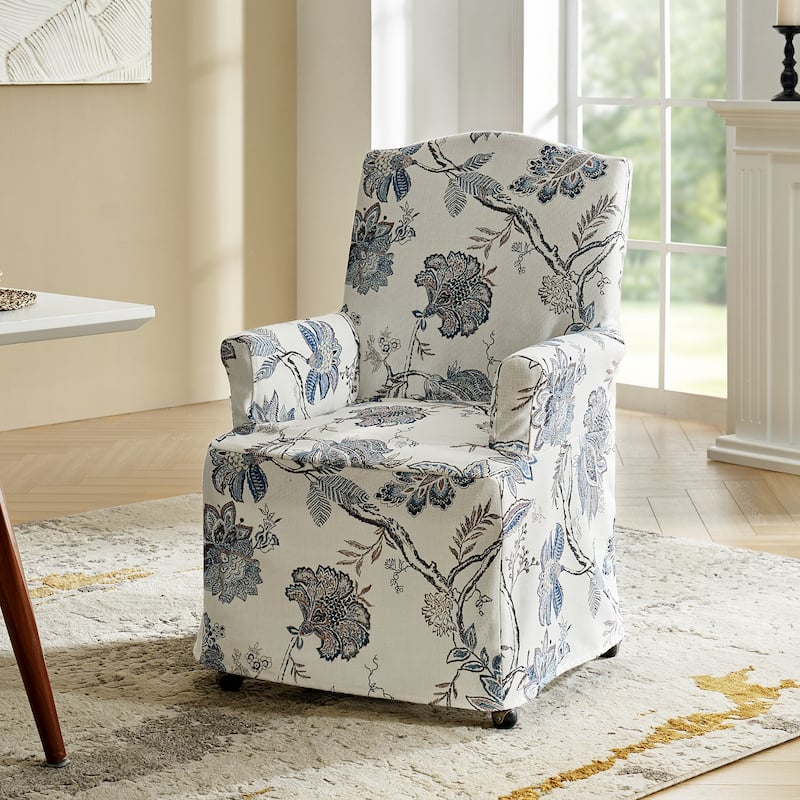 Alethea Upholstered Slipcover Arm Dining Chair with Soild Wood Legs by HULALA HOME - Jeacobean