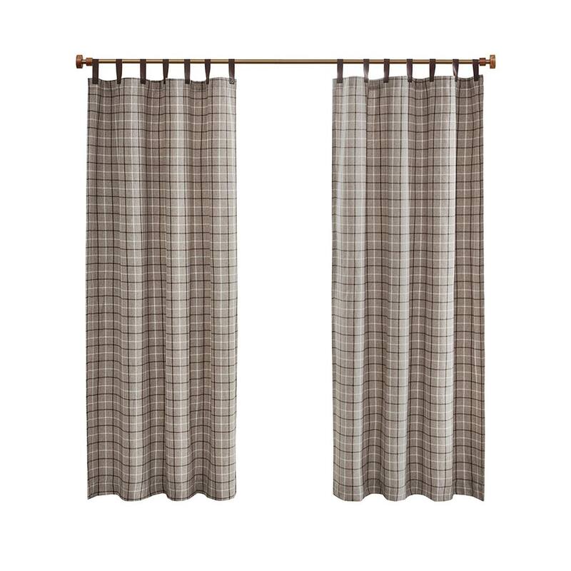 Plaid Rod Pocket and Back Tab Curtain Panel with Fleece Lining