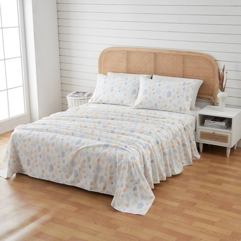 Premium Coastal Microfiber Sheet Set - Sea Coral - Full