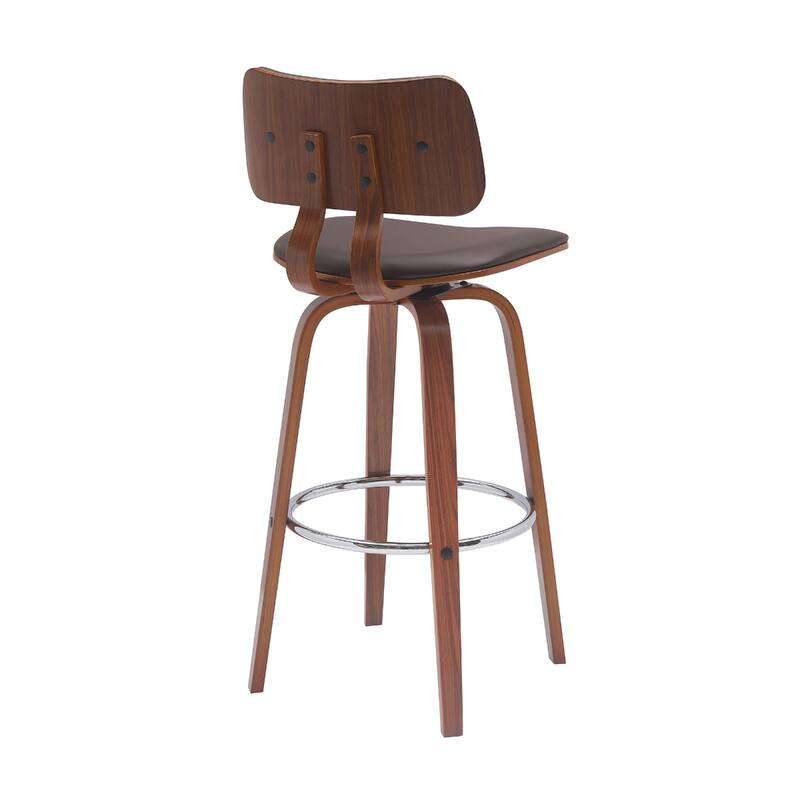Faux Leather Armless Counter Height Bar Chair with Wood Frame, Swivel and Footrest