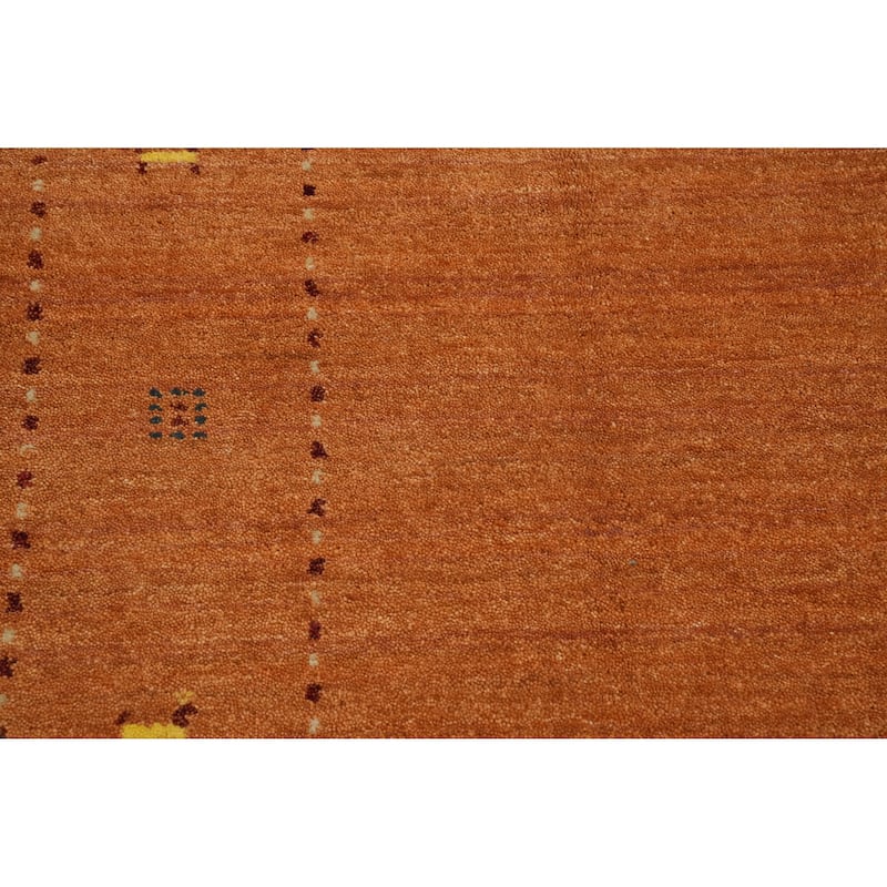 Hand Knotted Oriental 100% Wool Carpet Tribal Animal Pictorial Oranges & Rust Gabbeh Area Rug - 8' 0'' X 7' 10''