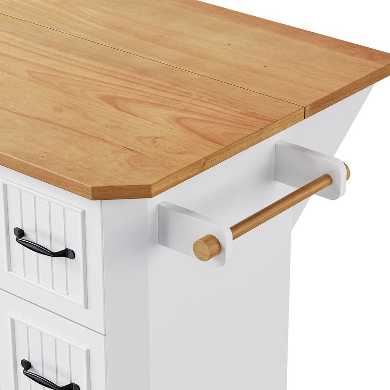 Kitchen Island with Drop Leaf and 6 Deep Drawers