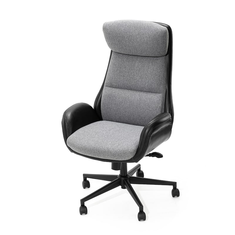 Modern High-Back Leatherette Adjustable 360-degree Swivel Executive Office Chair by Glitzhome