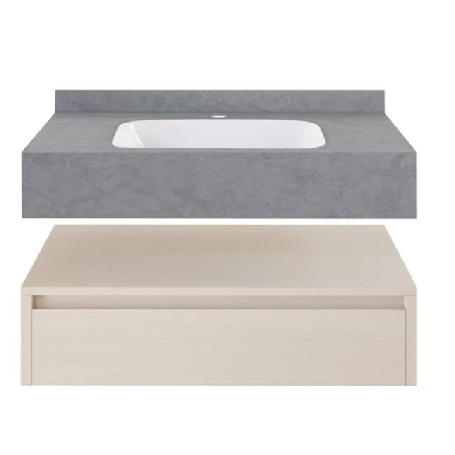 Swiss Madison SM-BV4906 Avancer 36" Wall Mounted Single Basin Vanity - White Oak / Charcoal Grey