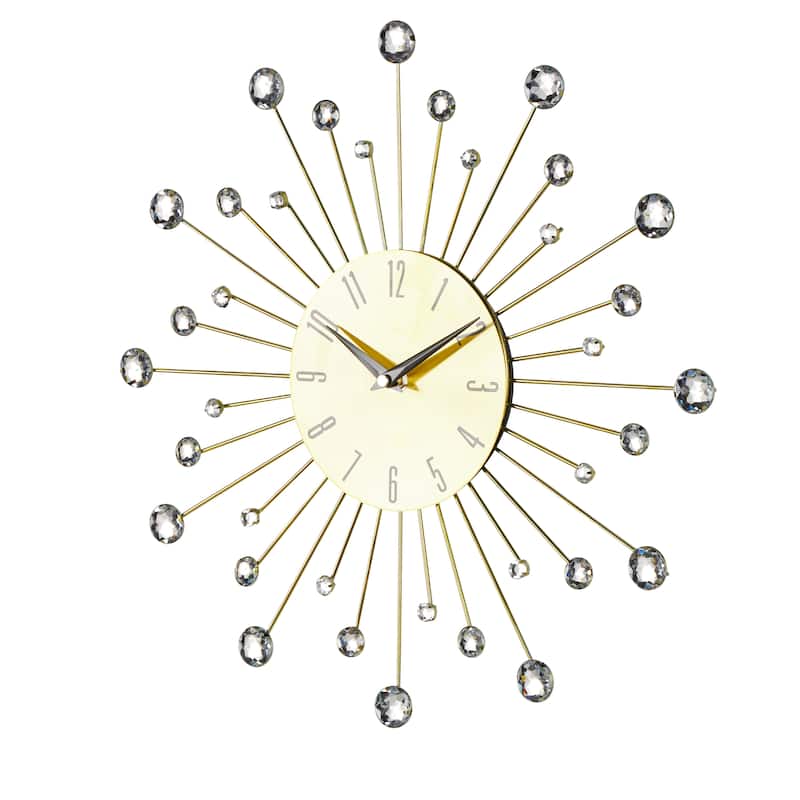 Gold / Copper / or Silver Iron Metal Starburst Sun Glam Wall Clock