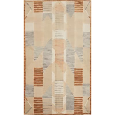 Hand Woven Oriental 100% Wool Carpet Southwestern Modern Beige & Ivories Kilim Area Rug - 6' 3'' X 4' 0''