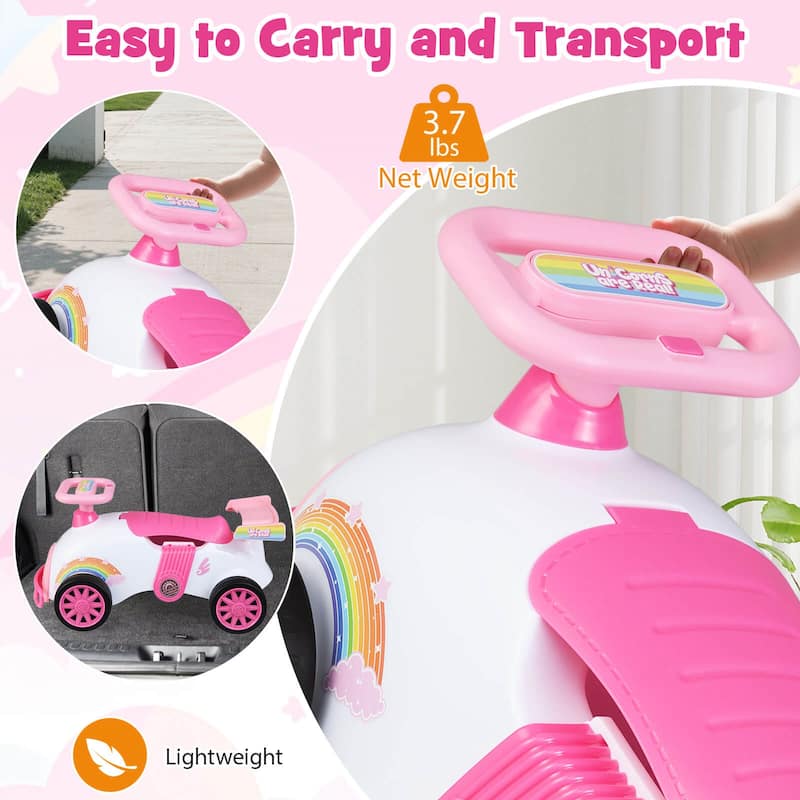 Costway Kids Ride On Push Car with Music Under-Seat Storage Universal