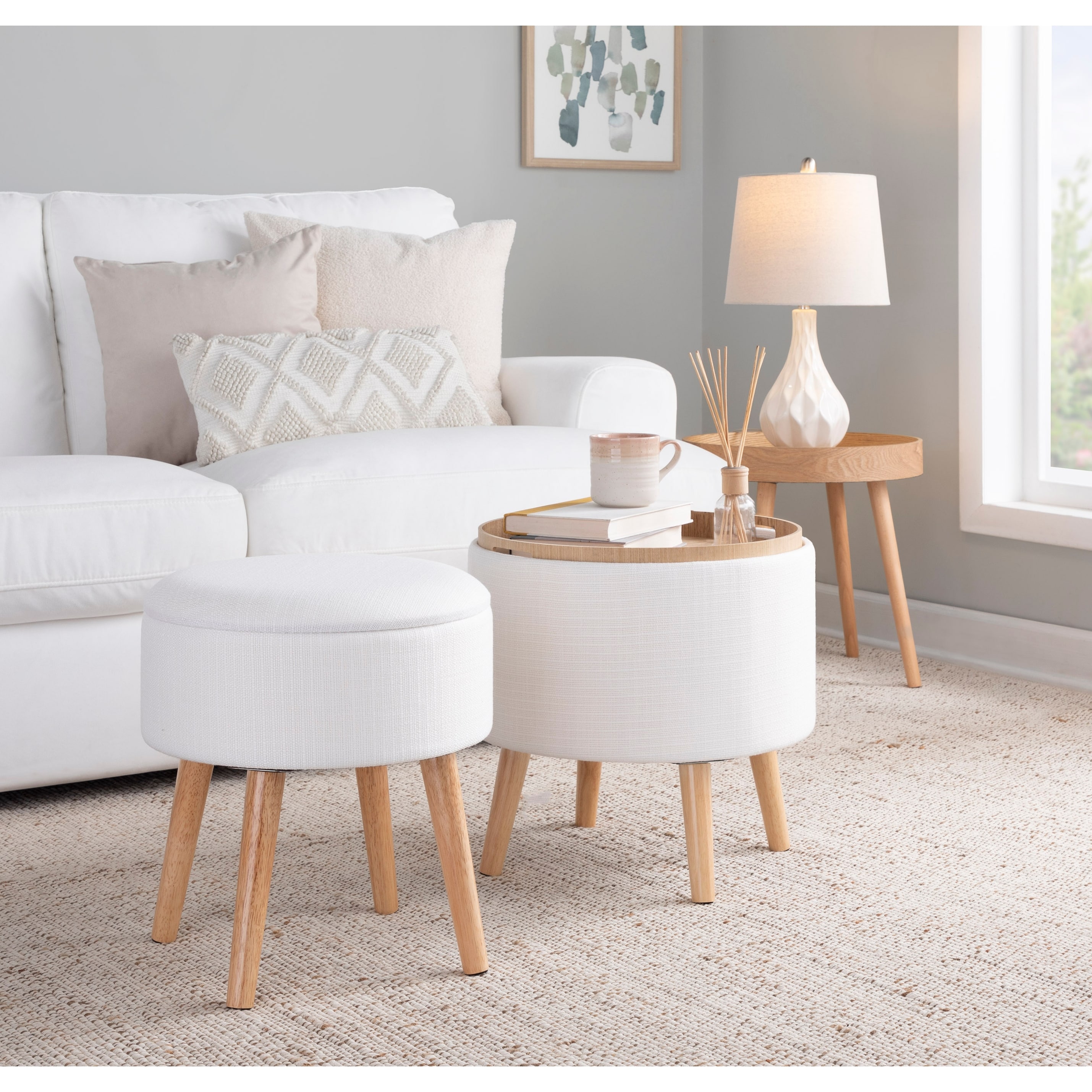 Carson Carrington Astrid Storage Ottoman with Matching Stool - On