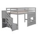preview thumbnail 20 of 18, Twin Size Loft Bed with Storage Staircase and Window,Sturdy Wood Frame,White