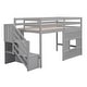 preview thumbnail 17 of 18, Twin Size Low Loft Bed with Storage Staircase and Window, Wooden Loft Bed Frame for Kids, Teens, Boys, Girls