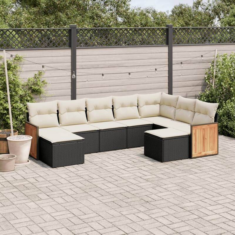 vidaXL Patio Sofa Set with Cushions Outdoor Conversation Furniture Poly Rattan