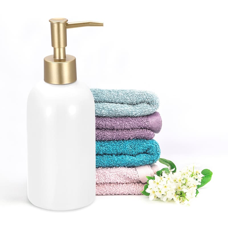 Soap Dispenser-14Oz Ceramic Dish Hand Soap Dispenser with Stainless Steel Pump for Kitchen Bathroom