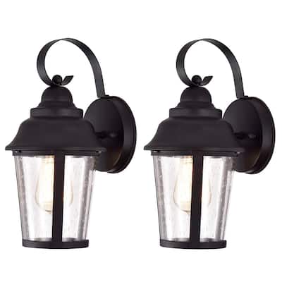 2 Pack Transitional Outdoor Wall Sconce in Black Finish