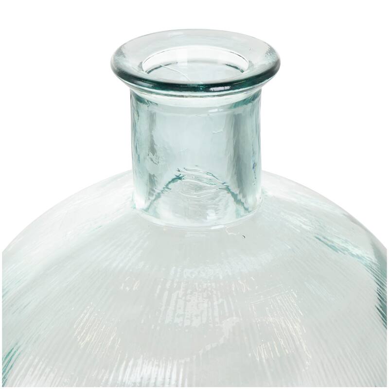 Contemporary Recycled Glass Handmade Ribbed Spanish Bottle Vase - Brown or Clear