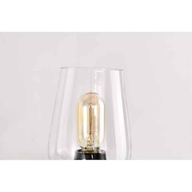 Matte Black 3-Light Modern Vanity Light with Clear Glass Shades