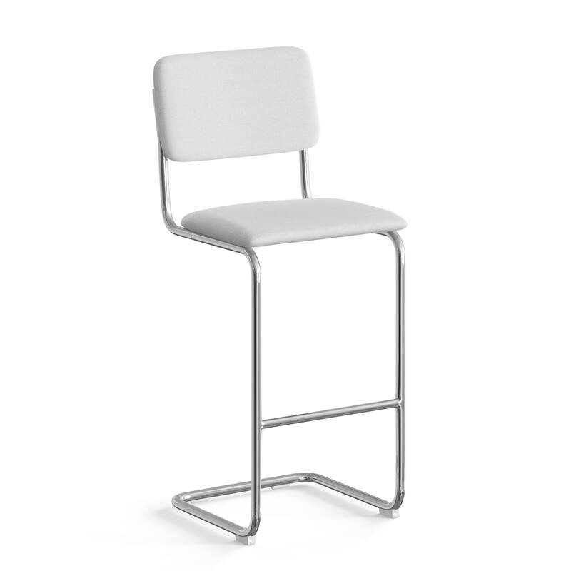 Hayward Fabric Bar Height Stool (Set of 2) - Chrome Frame / White Linen