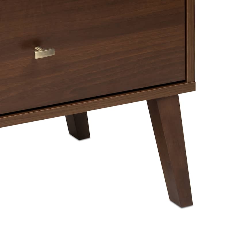 Prepac Milo Mid-Century Modern 2 Drawer Nightstand, Bedside Table, Contemporary Bedroom Furniture