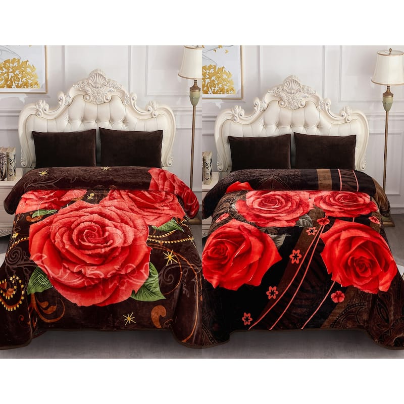 Raschel A&B Printed 2-ply Reversible Korean-style Plush Fleece Blanket
