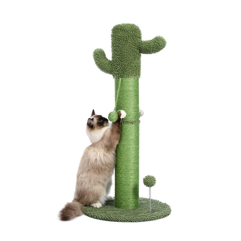 Large Cactus Cat Scratching Post with Natural Sisal Ropes, Cat Scratcher