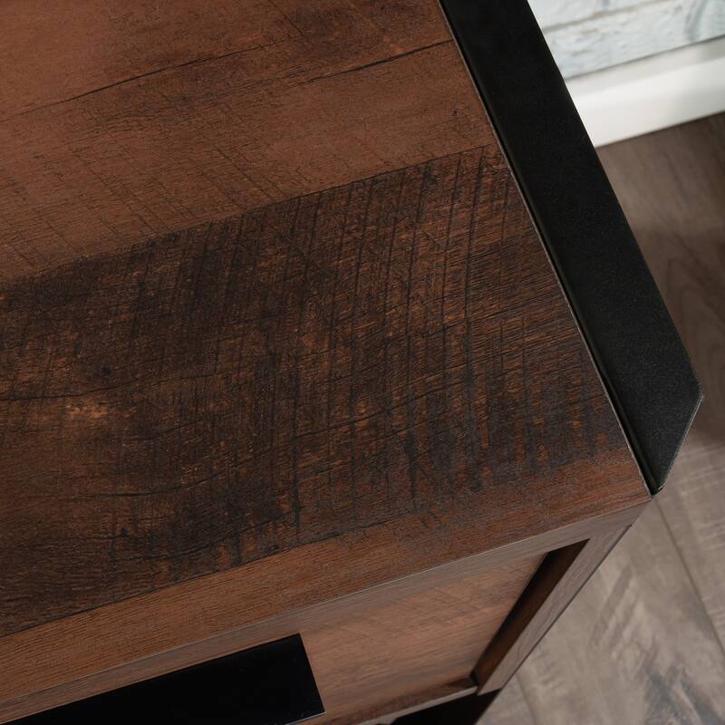 Wood Credenza with Hidden Compartments, Brown - 64.02"W x 18.5"D x 29.76"H