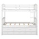 preview thumbnail 7 of 13, Wood Bunk Bed with Trundle and Drawers, White