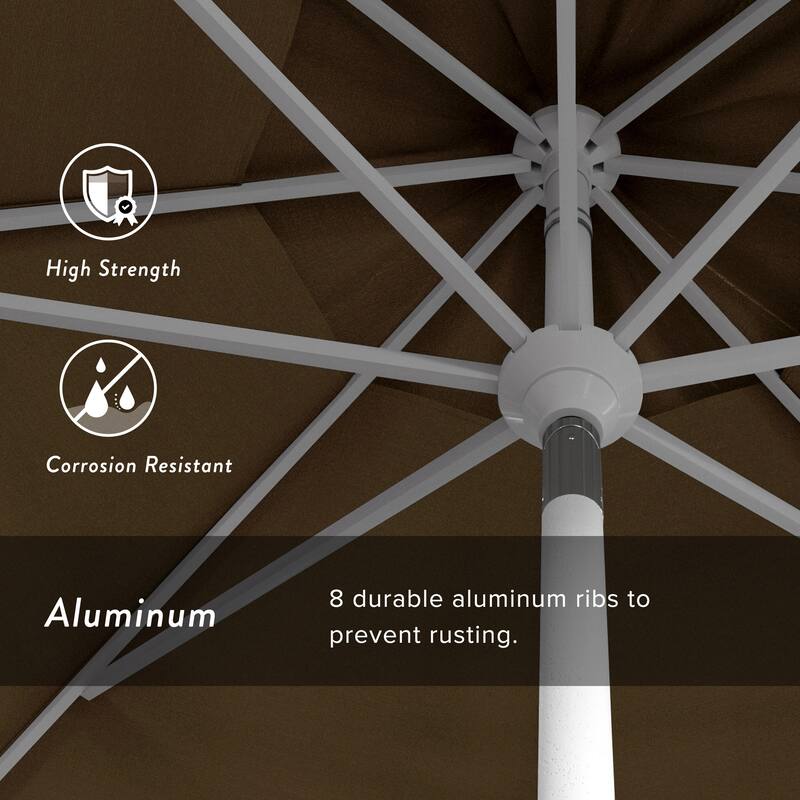 California Umbrella 11' Rd. Aluminum Patio Umbrella, Crank Lift, Collar Tilt, Dbl Wind Vent, White Finish, Sunbrella Fabric