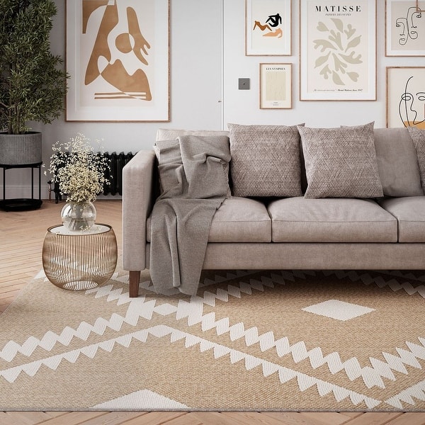 Kukoon Beige Geometric Aztec Kitchen Rug - Bed Bath & Beyond - 40695098
