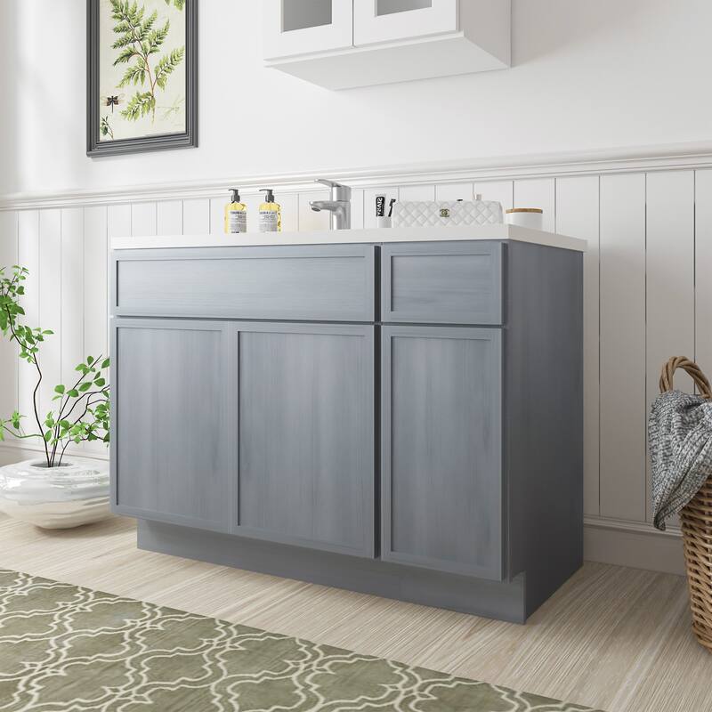 Vanity Art 48" Birch Freestanding Bathroom Vanity Cabinet without Top