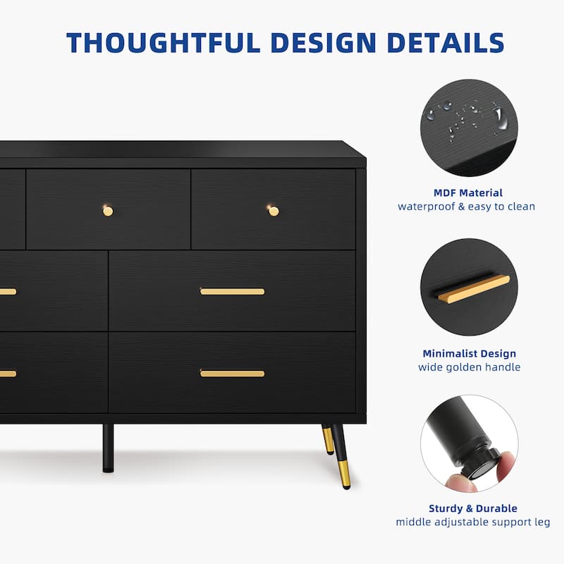 Moasis Modern 6 Drawers/7 Drawer Chest of Drawer Double Dresser