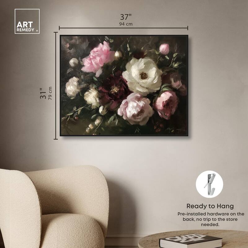 Peony Palette Nocturne Canvas by Art Remedy