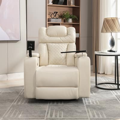 270 Degree Swivel PU Leather Power Recliner