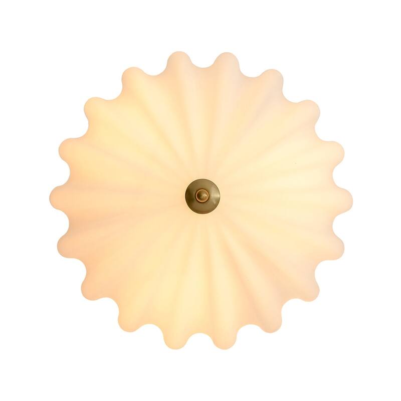 15.7''W 3-Light Shell Scalloped Glass Semi-Flush Mount