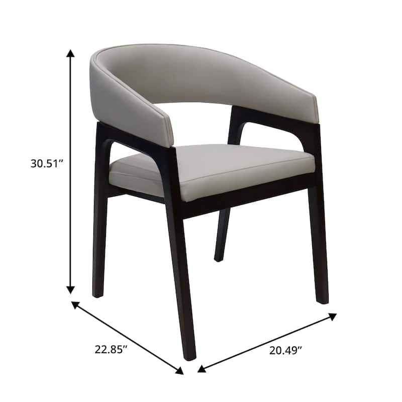 Cali Leather Dining Chair with Rubberwood Legs for Modern Kitchend and Dining Room Accent Arm Chair With Curved Open Back Design
