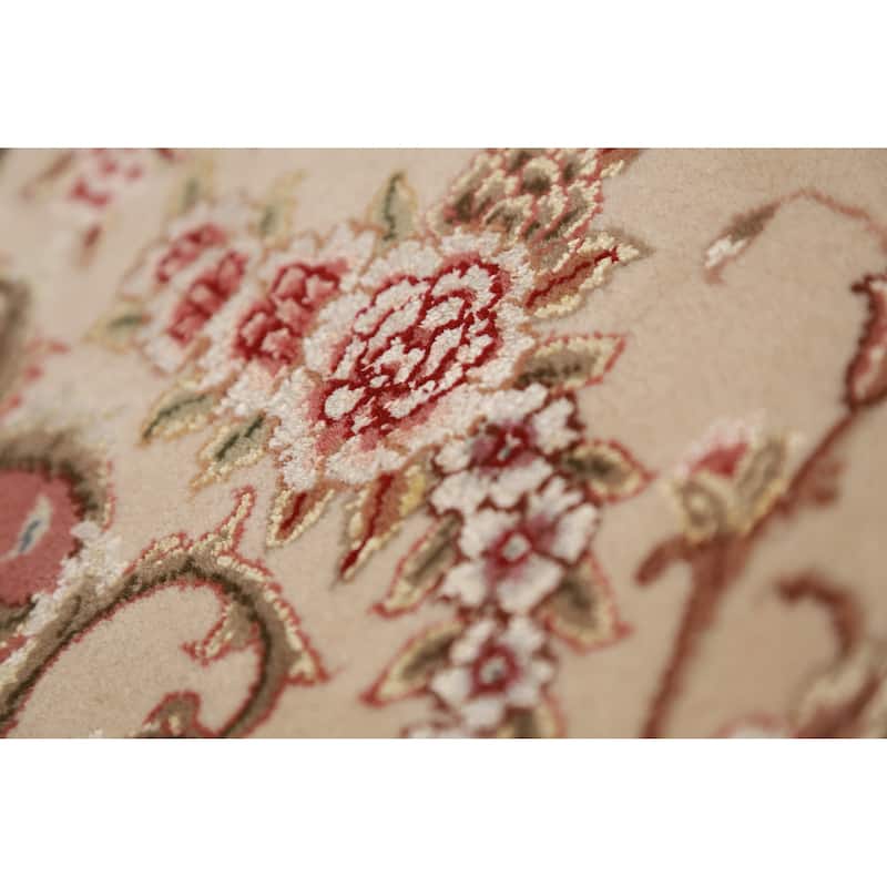 Vegetable Dye Tabriz Chinese Area Rug Handmade Wool And Silk Carpet - 8'0"x 9'11"