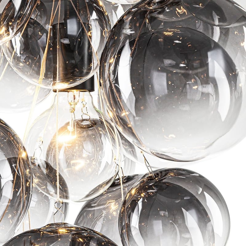 Creative 3-Light Cluster Clear Glass Bubble Chandelier For Dining Room - 15.7 in