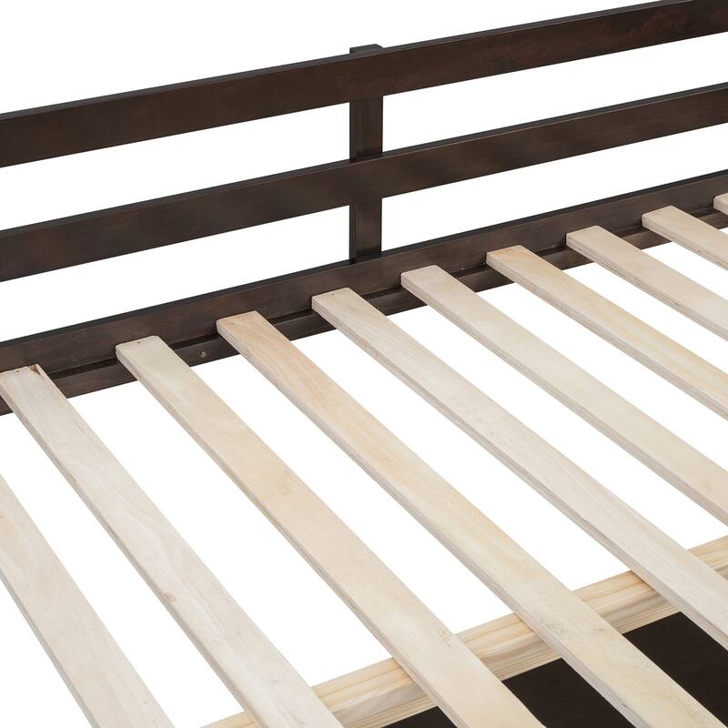 Full Wooden Loft Bed with U-shaped Desk,Storage Compartments and Tri-fold Mirror