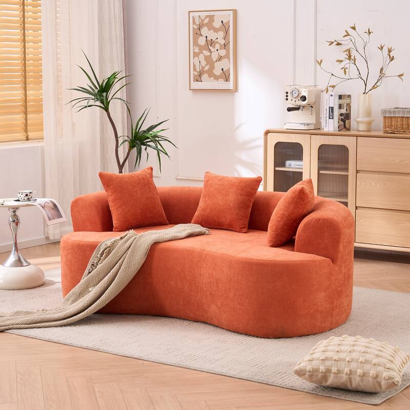 GDFStudio - Crescent-Shaped 67" Chenille Sofa with Self-Inflating Foam and Modular Design