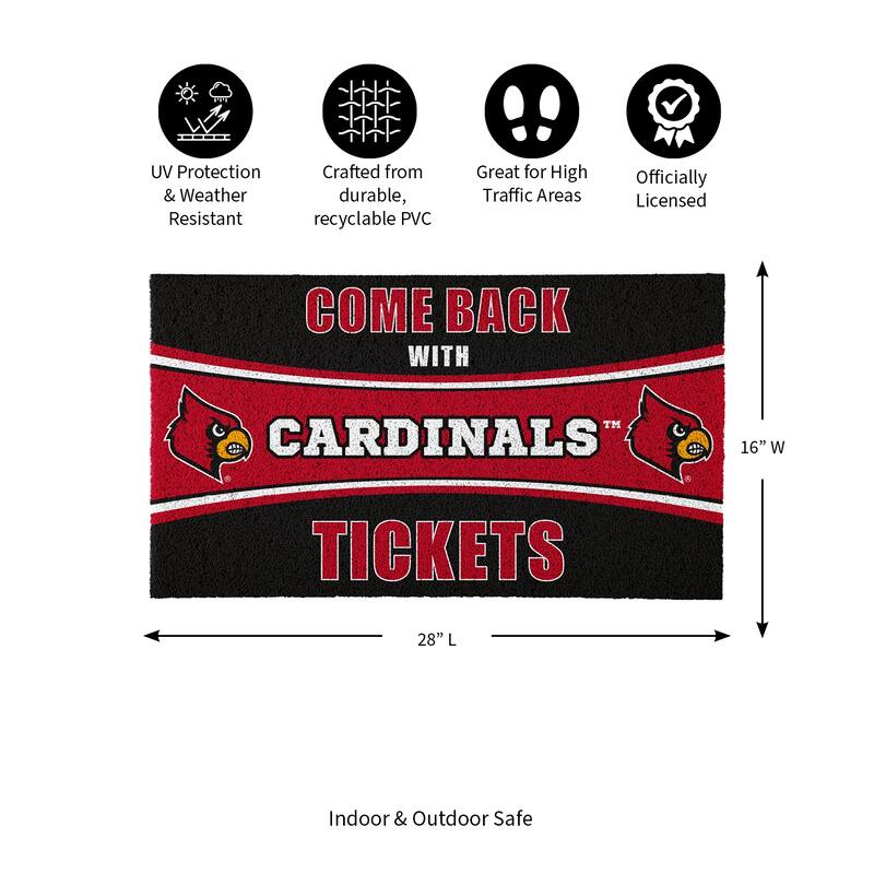University of Louisville 28 in. x 16 in. PVC "Come Back With Tickets" Trapper Door Mat