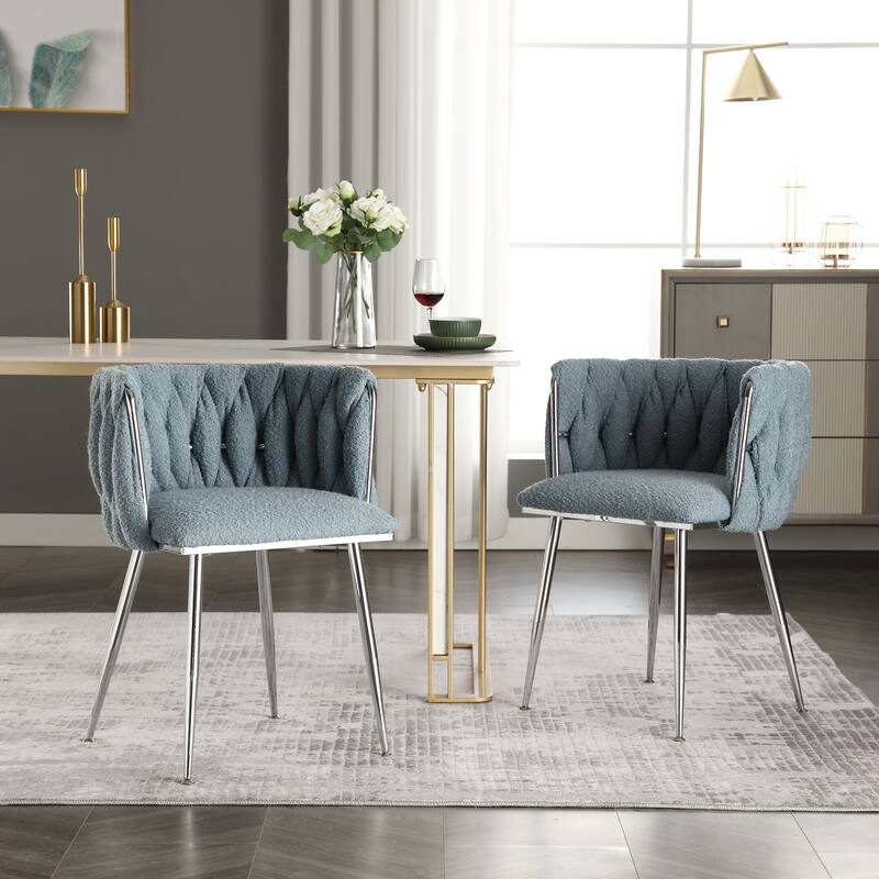 Leisure Velvet Dining Chairs With Metal Feet 2PC/SET