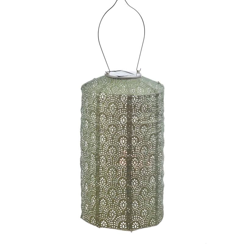 Pre-Lit Battery-Operated Cylinder Fan Lantern - 19" - Green